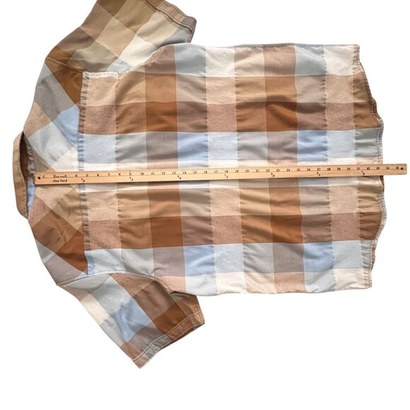 Red Ape Block Plaid SS Button Up Shirt Tan Blue Big & Tall Streetwear 4XL - Picture 9 of 9